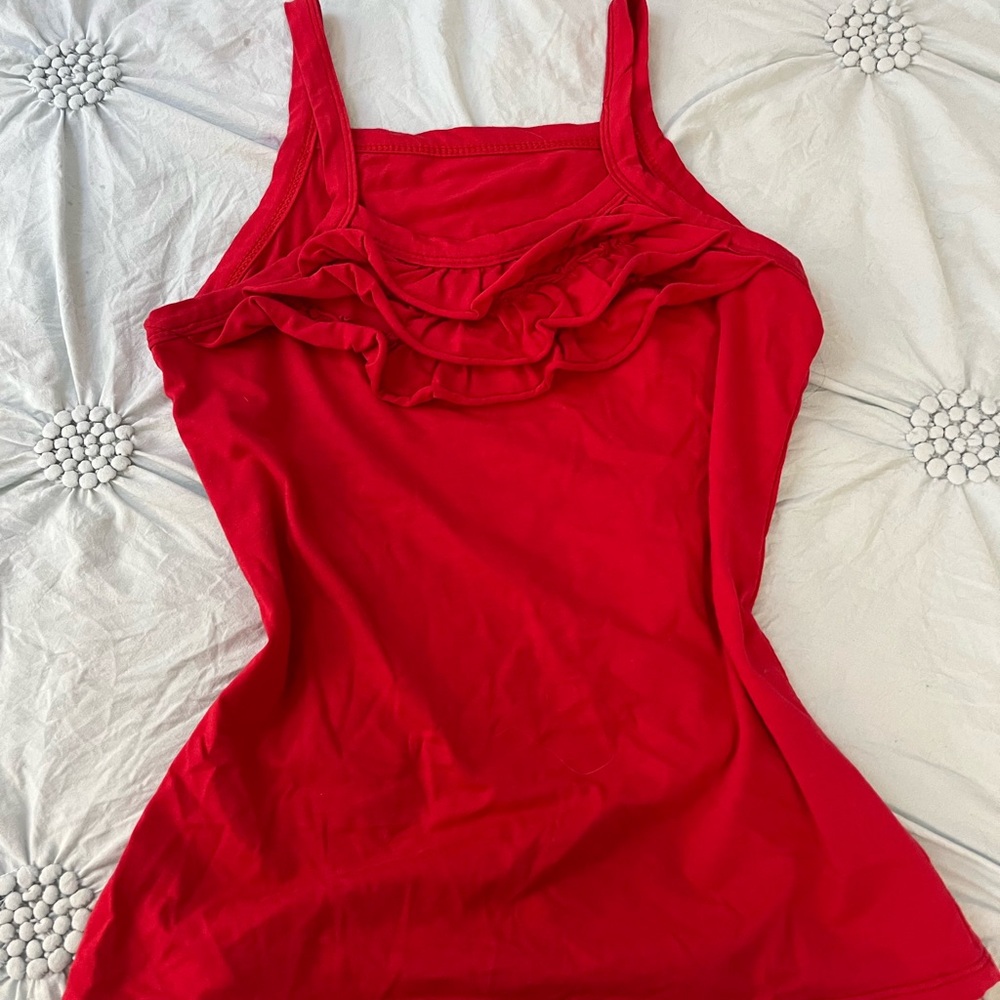 Red Sleeveless Ruffle Top